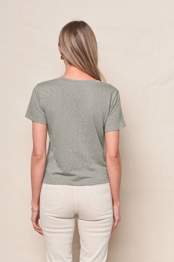Stateside Supima Slub Jersey Short Sleeve V-Neck In Thyme