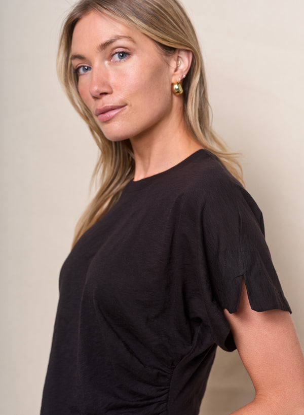 Stateside Supima Slub Jersey Side Ruched Dolman In Black