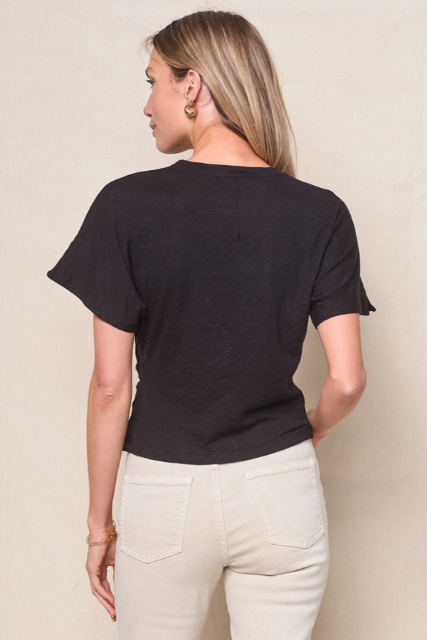 Stateside Supima Slub Jersey Side Ruched Dolman In Black