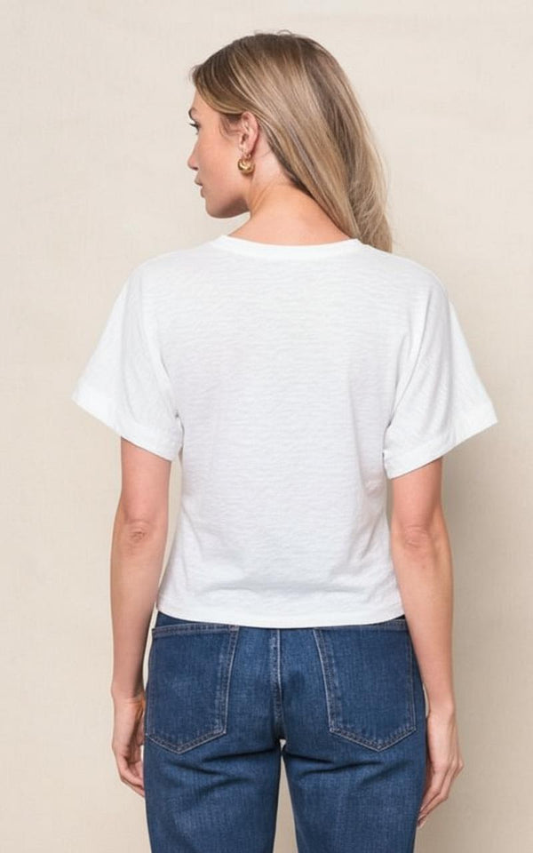 Stateside Supima Slub Jersey Side Ruched Dolman In White