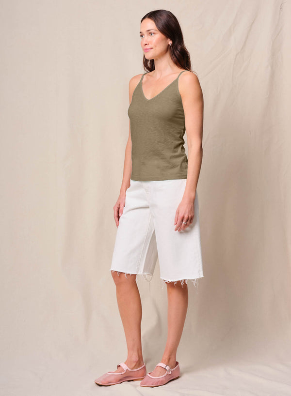 Stateside Supima Slub Jersey V-Neck Cami In Bay Leaf