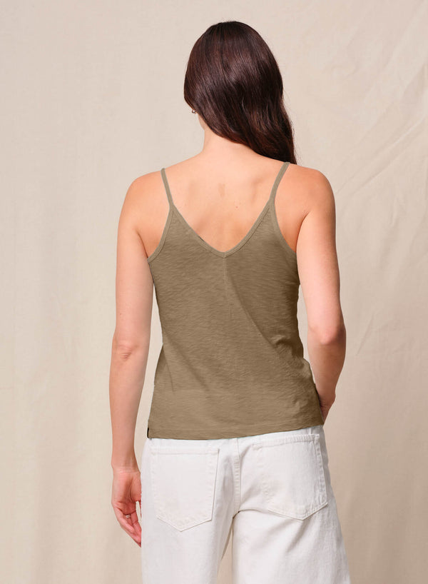 Stateside Supima Slub Jersey V-Neck Cami In Bay Leaf
