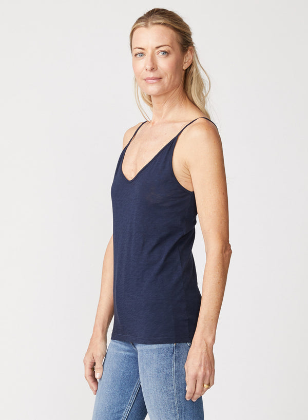 Stateside Supima Slub Jersey V-Neck Cami In New Navy