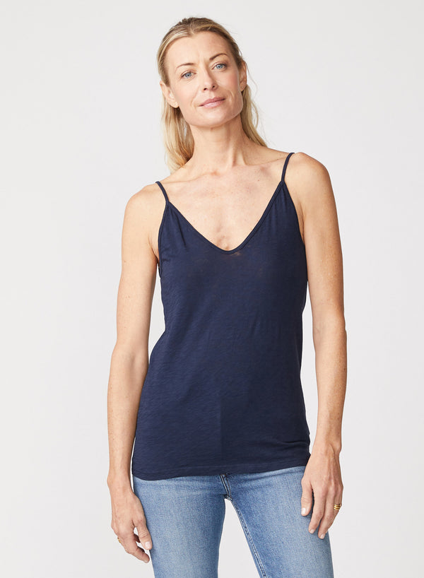 stateside Supima Slub Jersey V-Neck Cami in New Navy