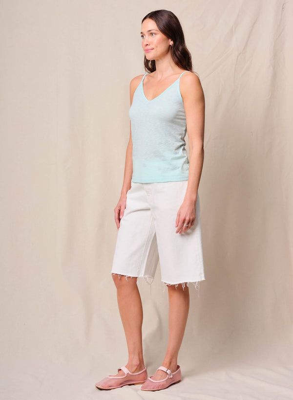 Stateside Supima Slub Jersey V-Neck Cami In Sea Glass