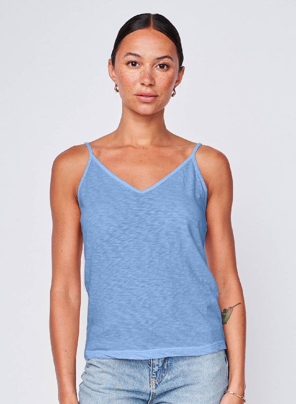 stateside Supima Slub Jersey V-Neck Cami in Soft Blue