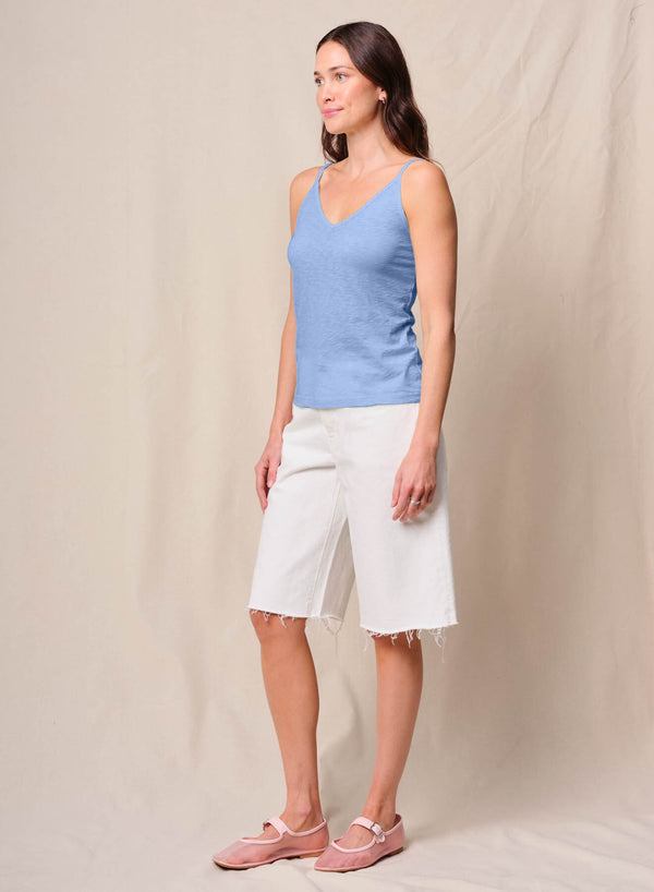 Stateside Supima Slub Jersey V-Neck Cami In Summer Sky