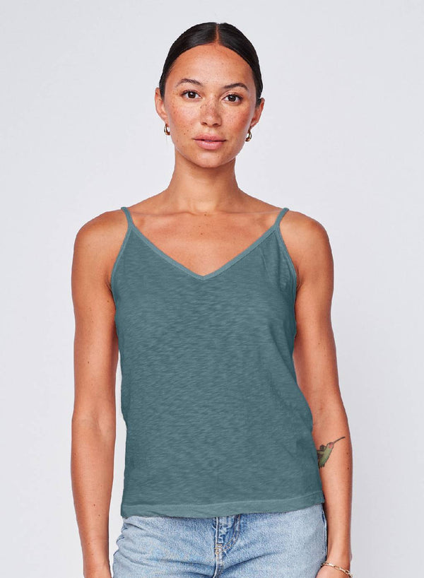 stateside Supima Slub Jersey V-Neck Cami in Winter Green