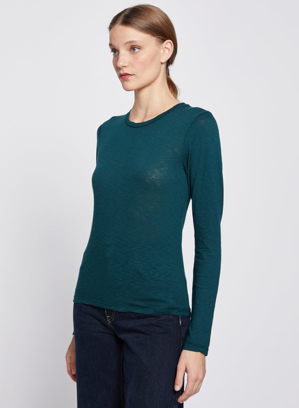 Stateside Supima Slub Long Sleeve Crew In Evergreen