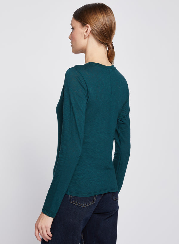 Stateside Supima Slub Long Sleeve Crew In Evergreen