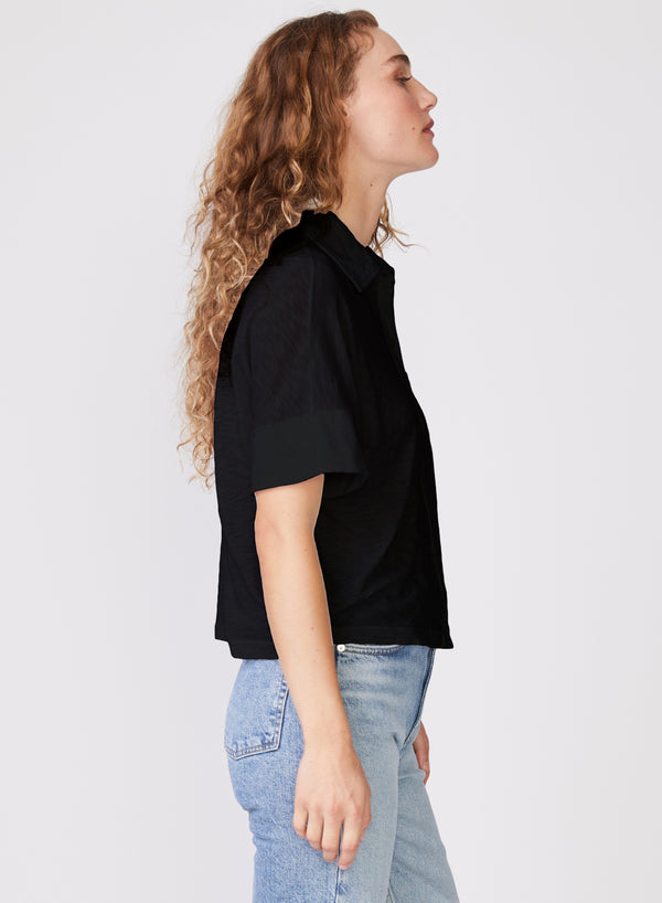 Stateside Supima Slub Short Sleeve Pocket Shirt In Black