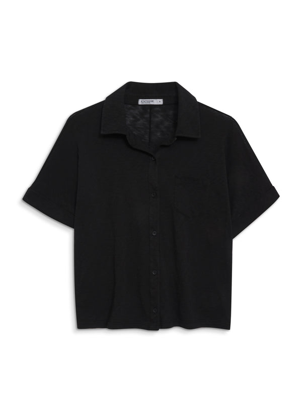 Stateside Supima Slub Short Sleeve Pocket Shirt In Black