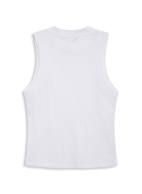Stateside Supima Slub Sleeveless Mock Neck Top In White