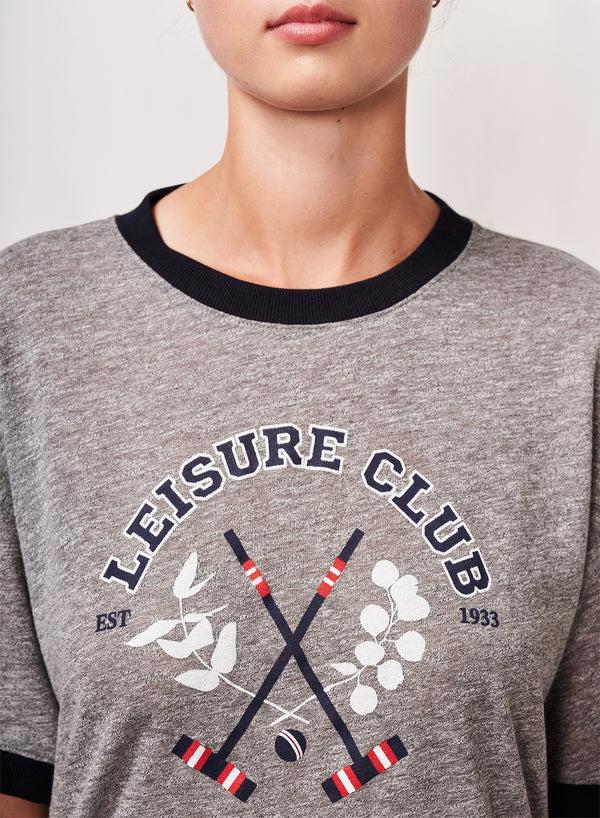 Stateside Tri-Blend Jersey Boyfriend Ringer Tee In Heather Grey