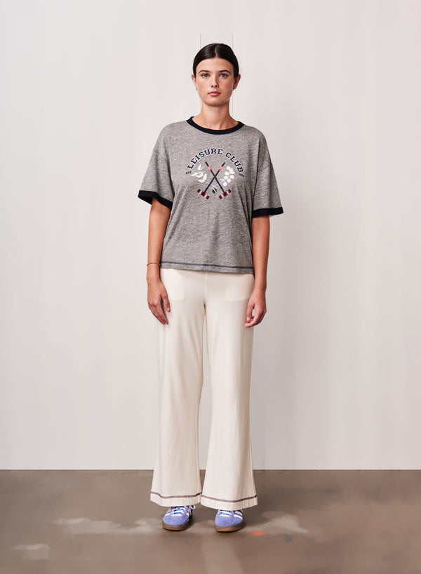 stateside Tri-Blend Jersey Boyfriend Ringer Tee in Heather Grey