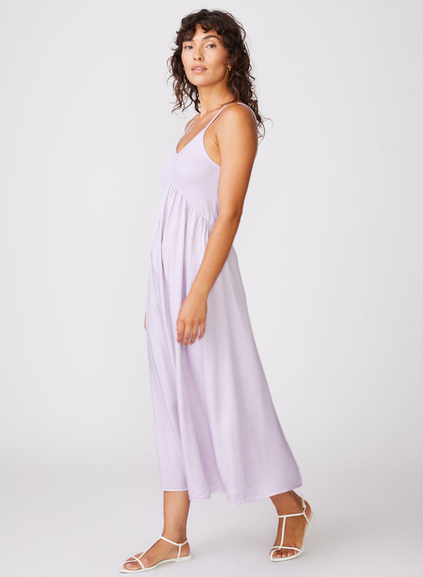 Stateside Viscose Satin Mixed Media Cami Dress In Lilac