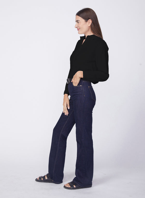 Stateside Voile Elastic Back Cropped Shirt In Black