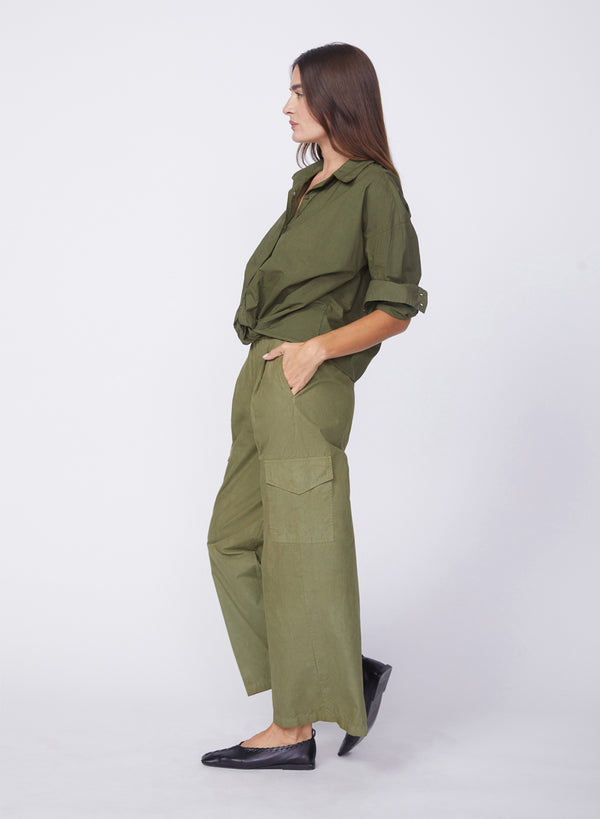 Stateside Voile Long Sleeve Front Twist Shirt In Seaweed