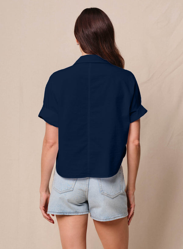 Stateside Voile Short Sleeve Dolman Shirt In New Navy