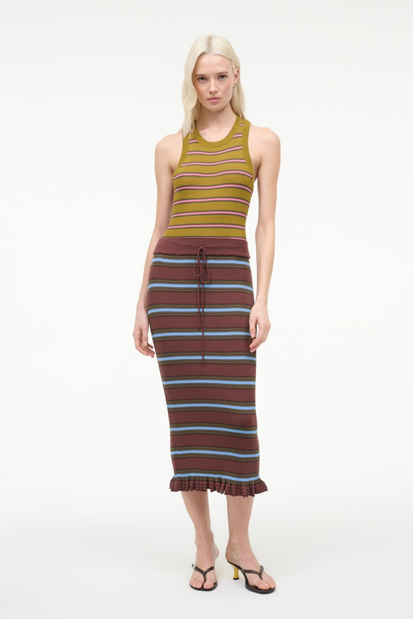 staud ABBOTT DRESS REDONDO STRIPE MULTI