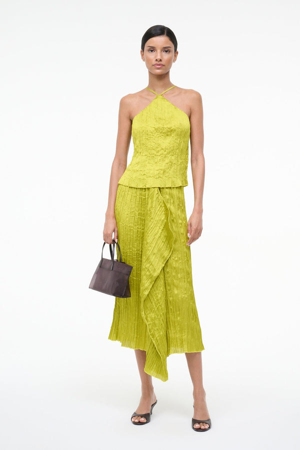 Staud AKARI TOP CHARTREUSE PLISSE