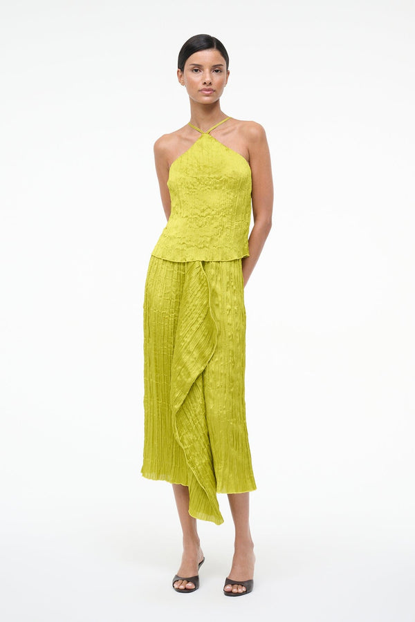 Staud AKARI TOP CHARTREUSE PLISSE