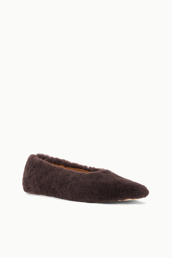 Staud ALBA BALLET FLAT ESPRESSO SHEARLING