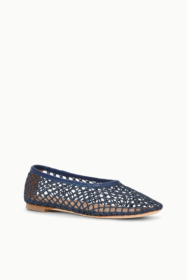 Staud ALBA BALLET FLAT NAVY NETTING