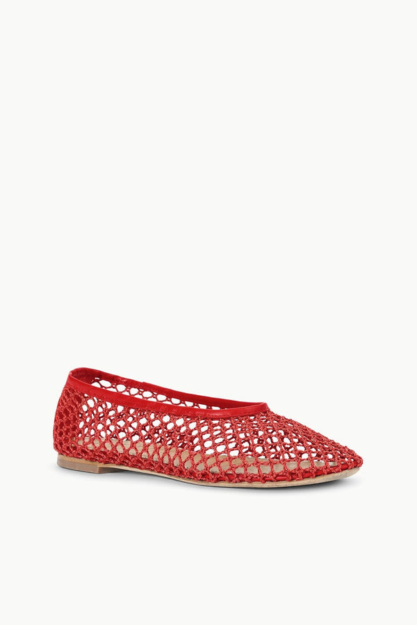 Staud ALBA BALLET FLAT RED NETTING