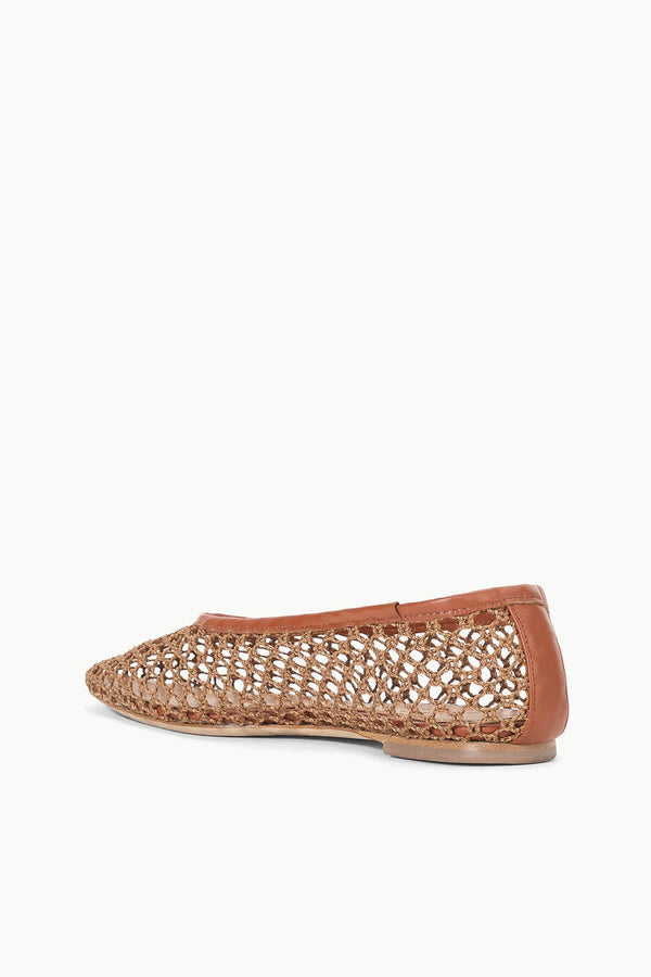 Staud ALBA BALLET FLAT TAN NETTING