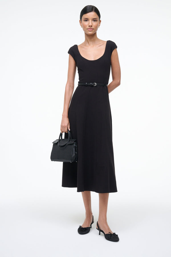 Staud ALBA BALLET SLINGBACK BLACK SATIN