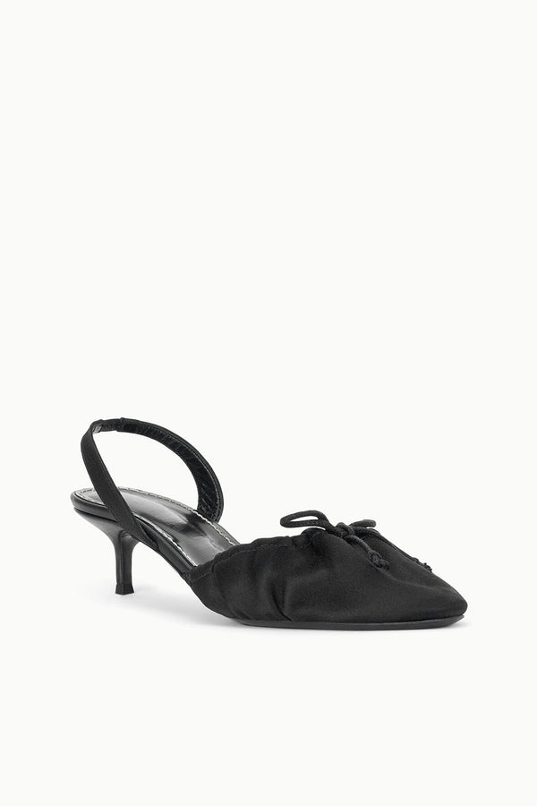 Staud ALBA BALLET SLINGBACK BLACK SATIN