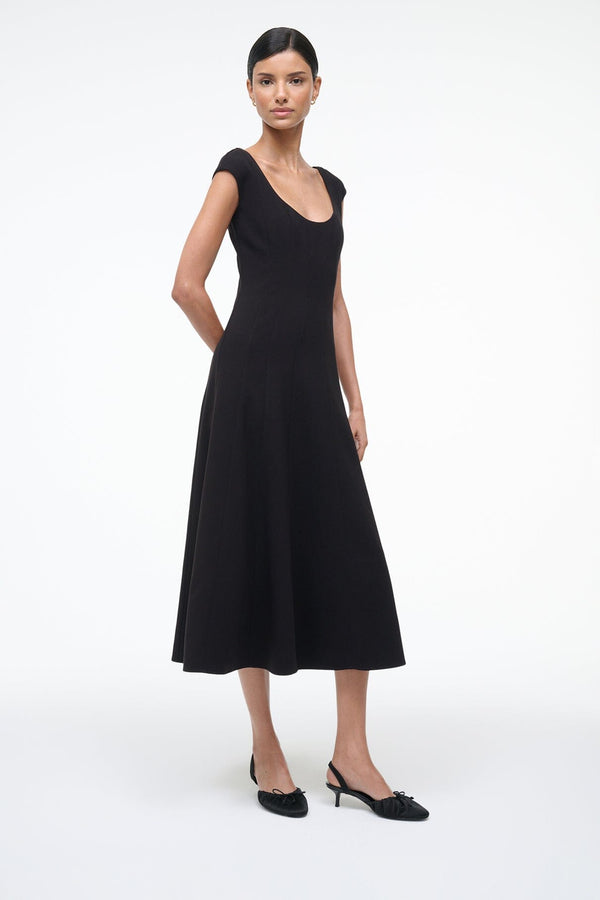 Staud ALBA BALLET SLINGBACK BLACK SATIN