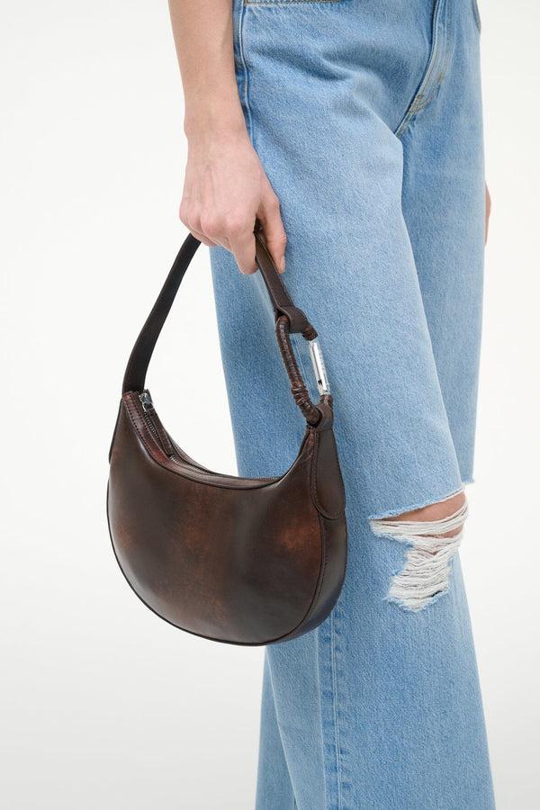 Staud ALDEN SHOULDER BAG ESPRESSO DISTRESSED