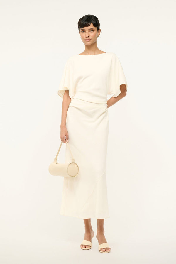 staud AMELIE MIDI DRESS IVORY