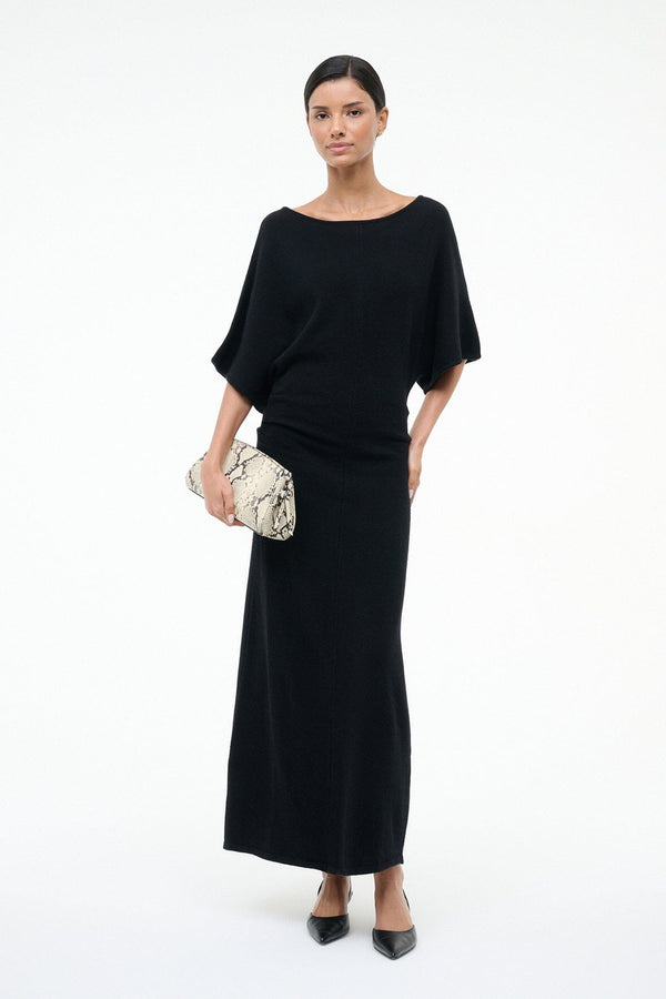 staud AMELIE SWEATER DRESS BLACK