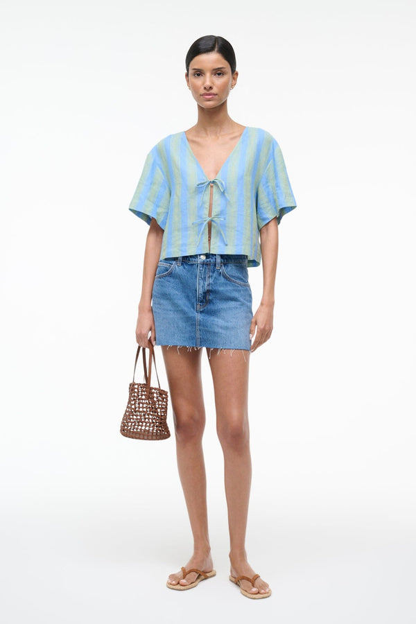 Staud AVA LINEN TOP SEAPORT STRIPE