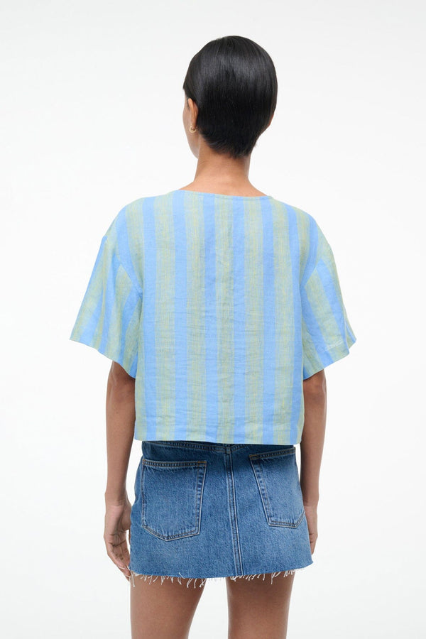 Staud AVA LINEN TOP SEAPORT STRIPE