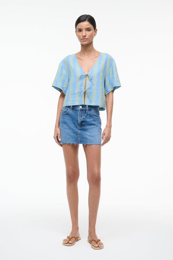 Staud AVA LINEN TOP SEAPORT STRIPE