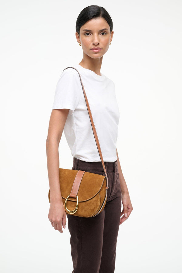 Staud BELLA SADDLE BAG TAN SUEDE