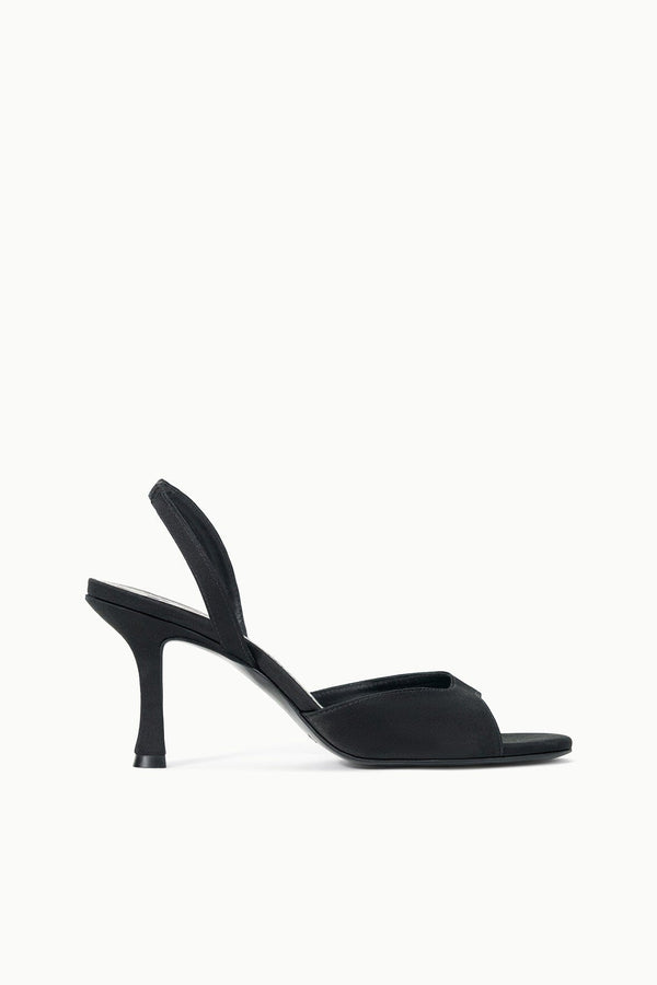 staud BRIGITTE HEEL BLACK SATIN