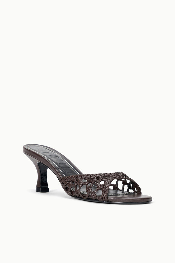 Staud BRIGITTE LEATHER MULE ESPRESSO KNOTTED