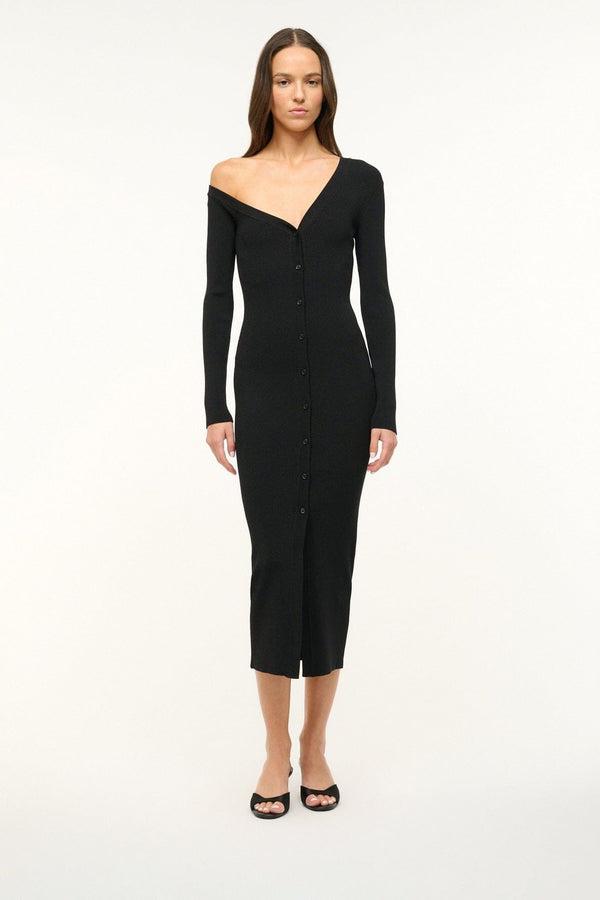 Staud BRIGITTE SATIN MULE BLACK