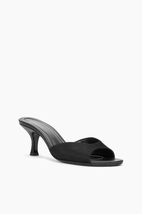 Staud BRIGITTE SATIN MULE BLACK