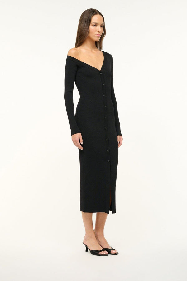 Staud BRIGITTE SATIN MULE BLACK