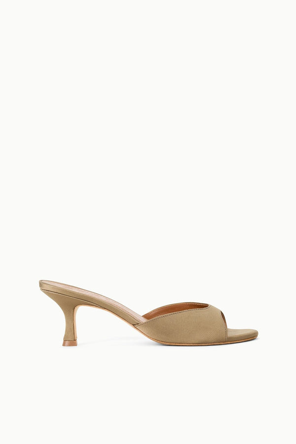 staud BRIGITTE SATIN MULE TRUFFLE