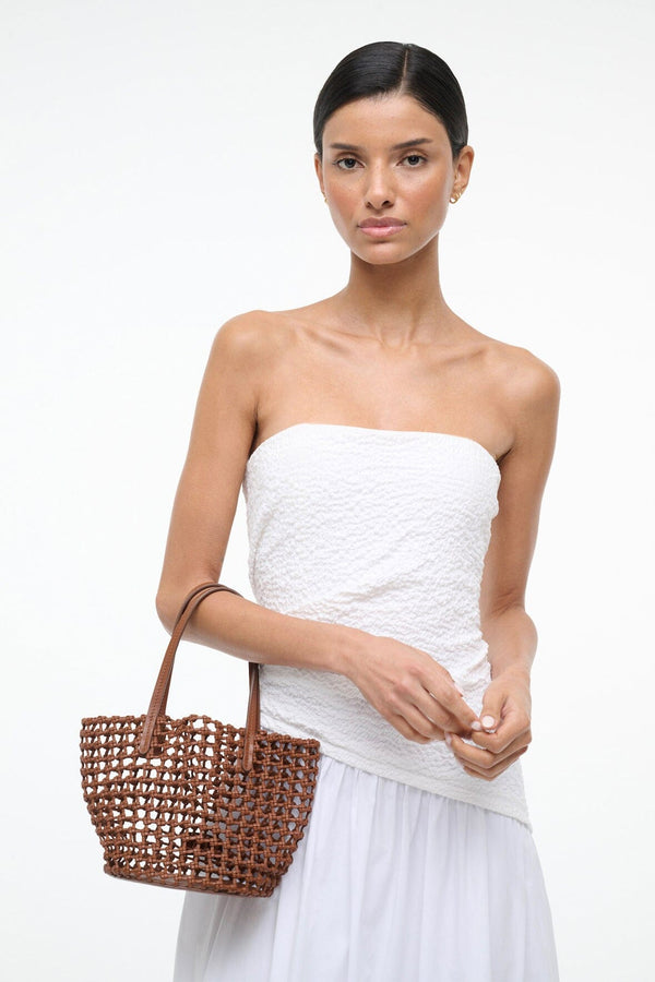 Staud CARO BUCKET BAG TAN WOVEN