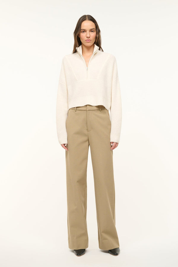 Staud CASHMERE CROPPED HAMPTON SWEATER IVORY