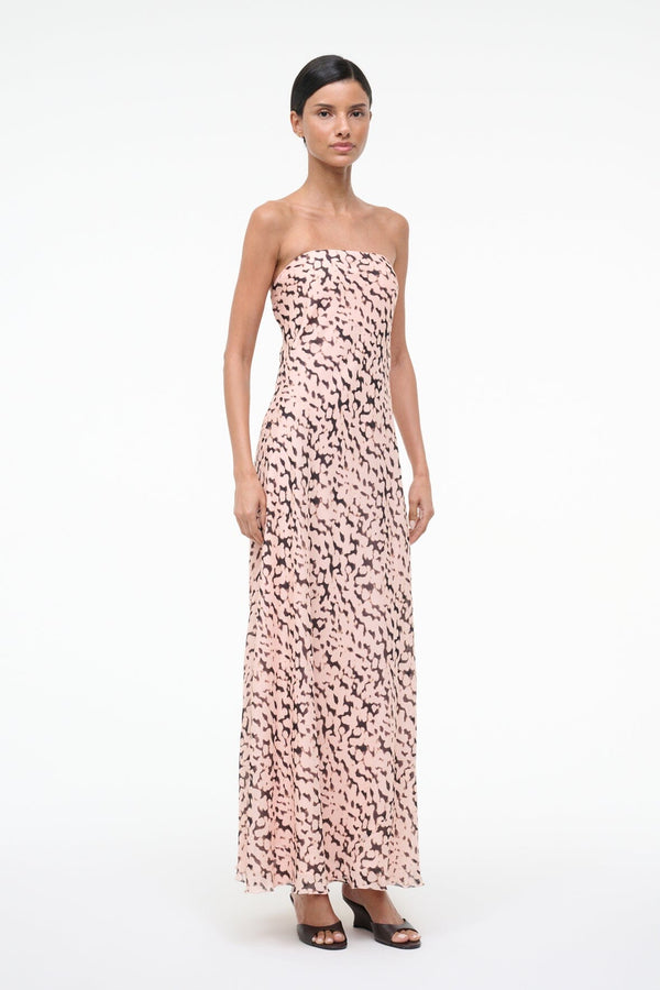 Staud CASSIE SILK DRESS ALMOND BLACK