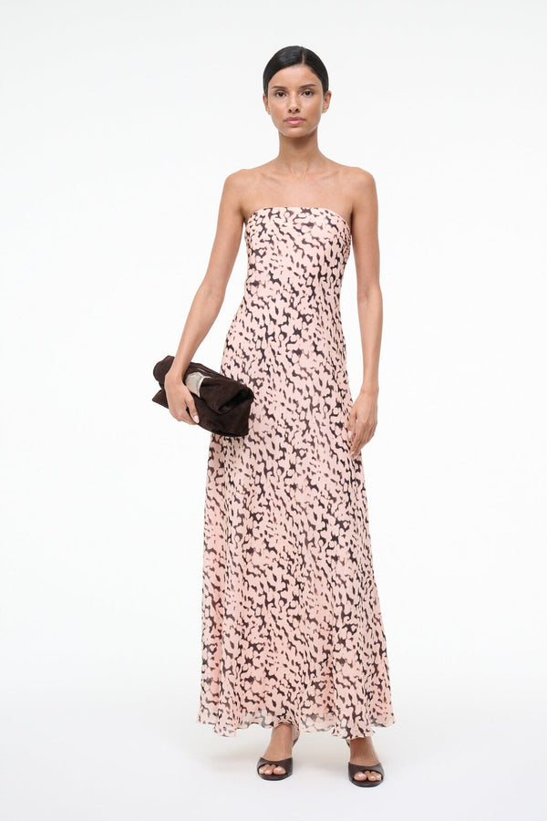 staud CASSIE SILK DRESS ALMOND BLACK